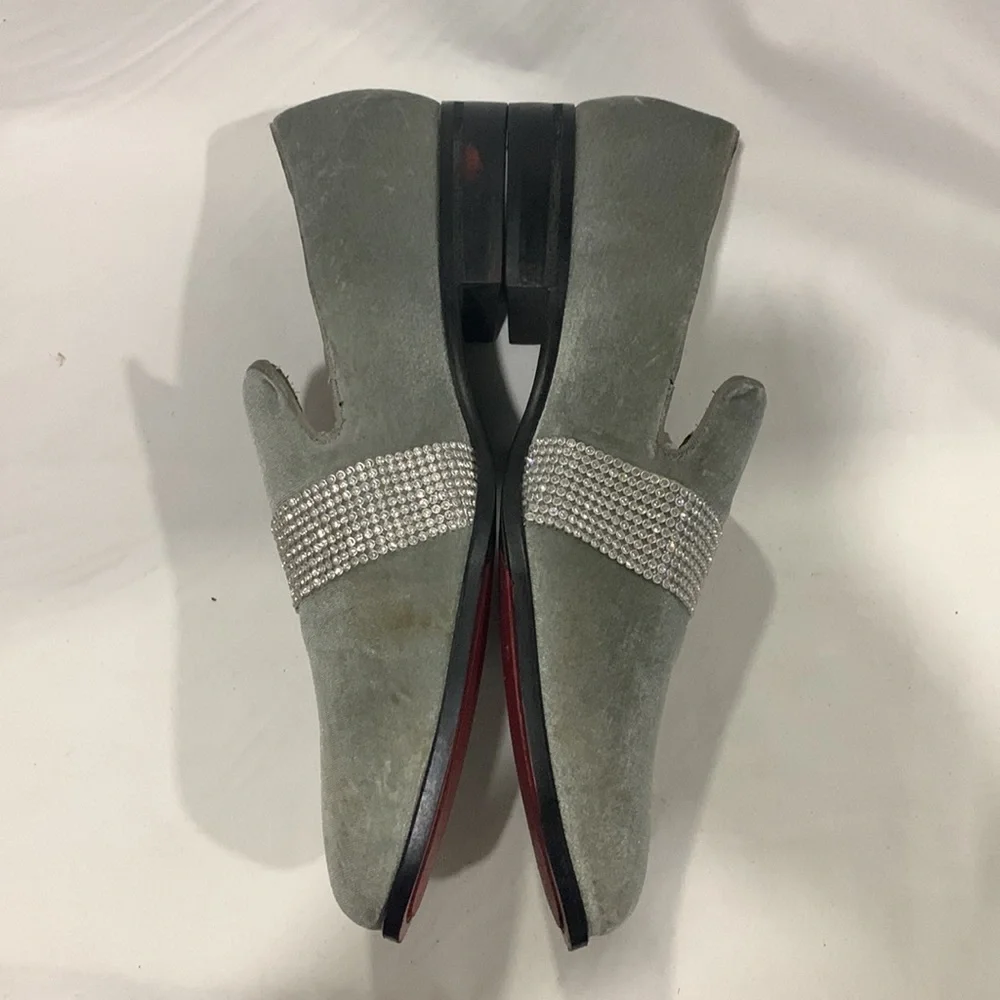 AFTER MIDNIGHT Velvet Silver Crystal Loafers